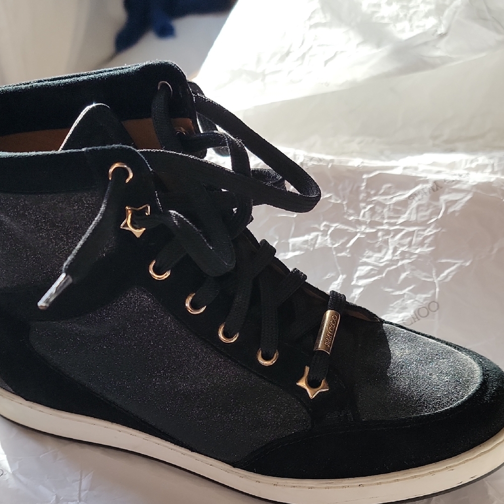 Jimmy Choo Black Sneakers with Gold Details